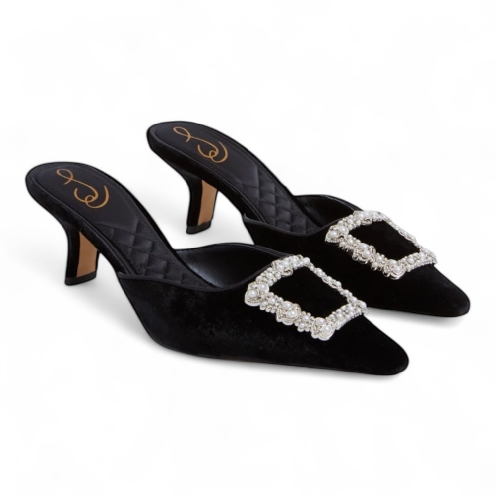 SAM EDELMAN Black Brit Luster Heels NWT